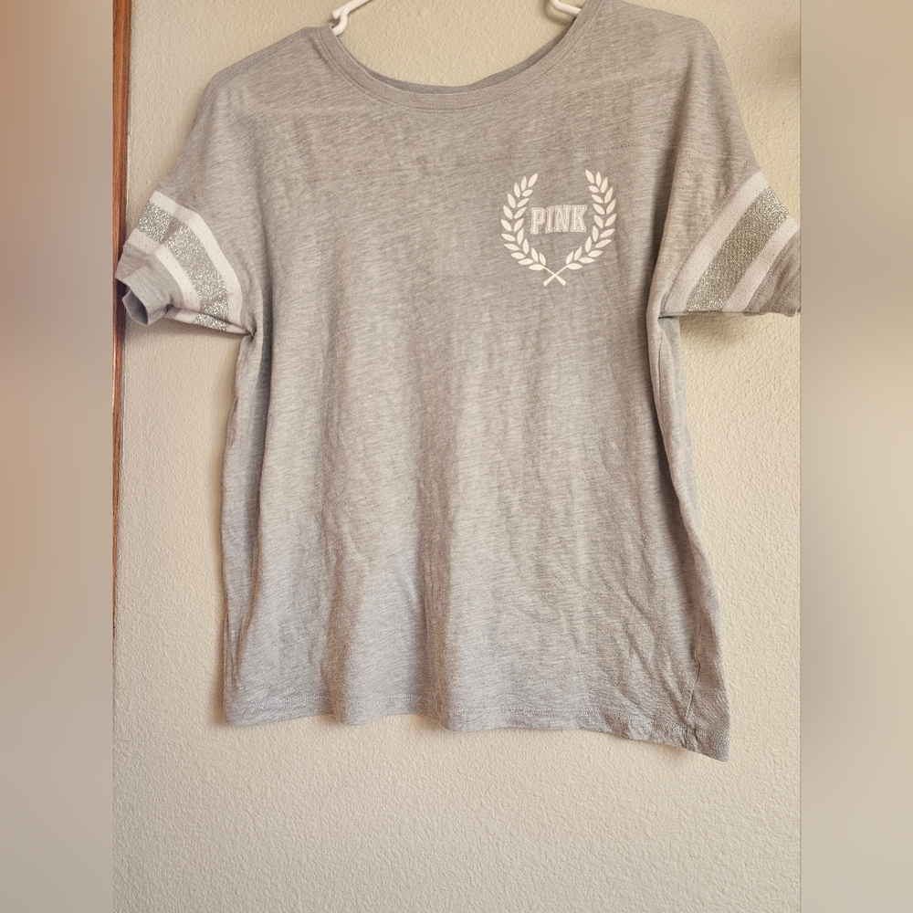 Gray PINK Logo T-Shirt
